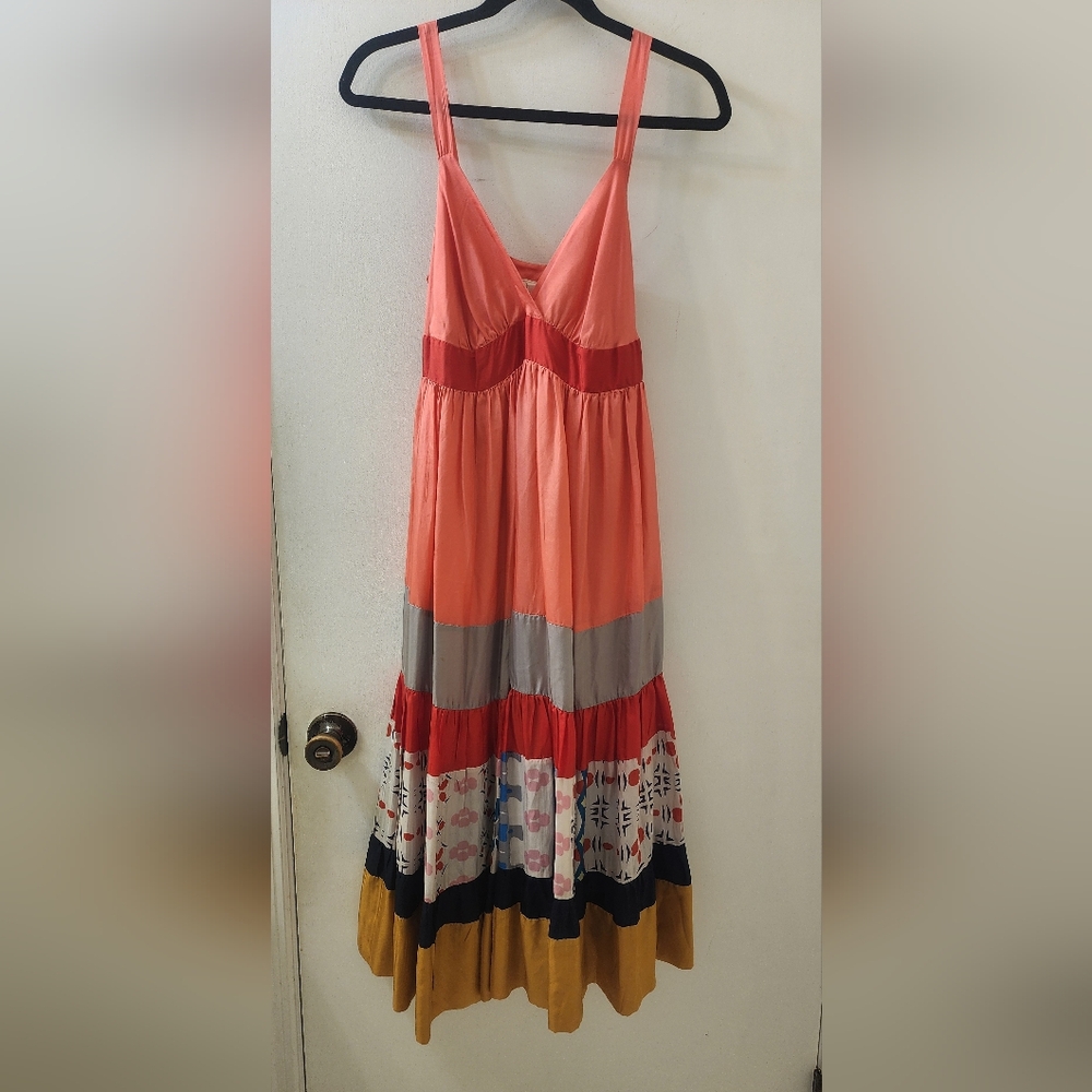 Johnny Was Colorful Sleeveless Maxi Dress, Size Medium, 100 % Silk.‎